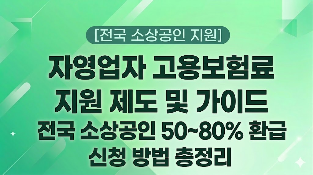 [전국 소상공인 지원] 자영업자 고용보험료 지원 제도 및 가이드 전국 소상공인 50~80% 환급 신청 방법 총정리